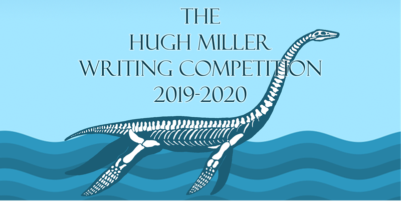 Logo of the Hugh Miller Writing Competition, featuring a plesiosaur illustration from one of Miller's books 