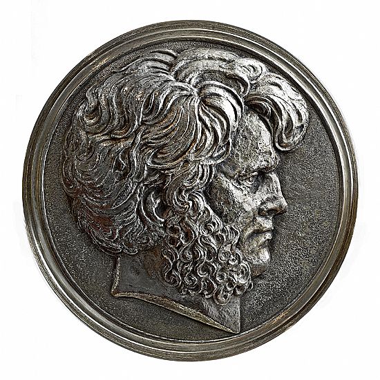 Medalion showing Hugh Miller's head in relief