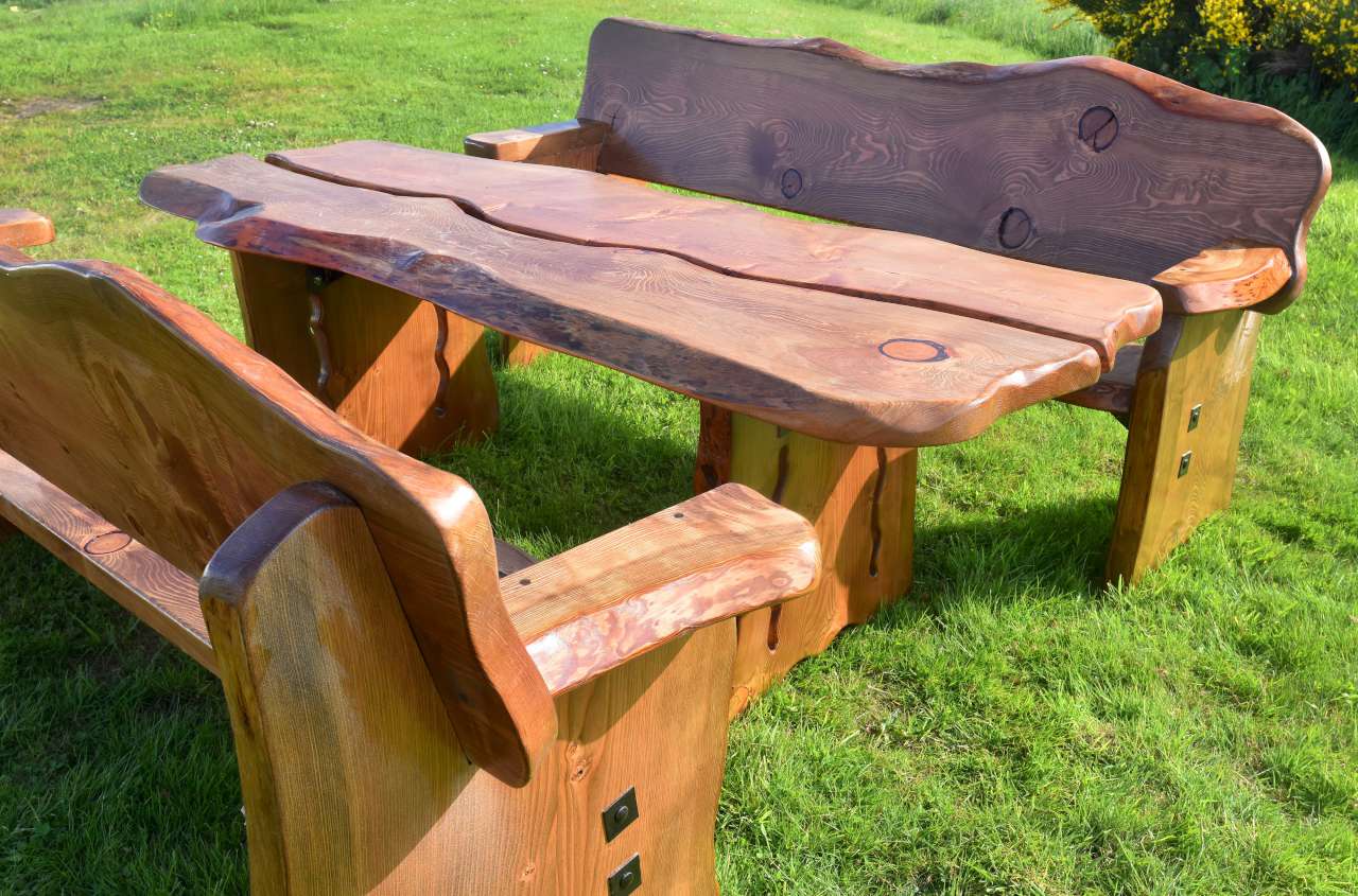 Chunky wooden garden online table