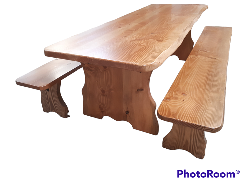 Douglas fir table and 2 bench set  £1195 