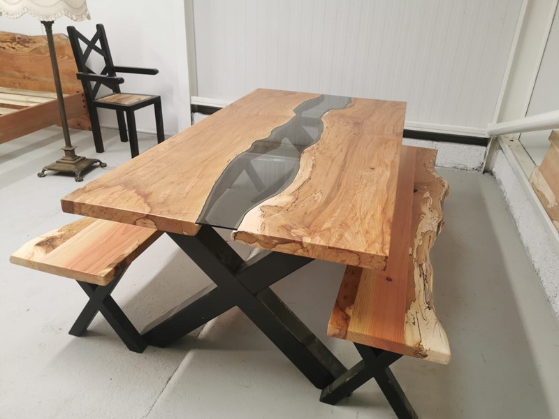 Sycamore resin river table