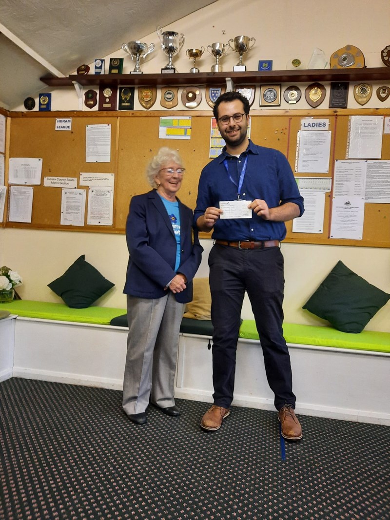 Presenting a cheque for £2000 to David Cohen of Alzheimer's Society