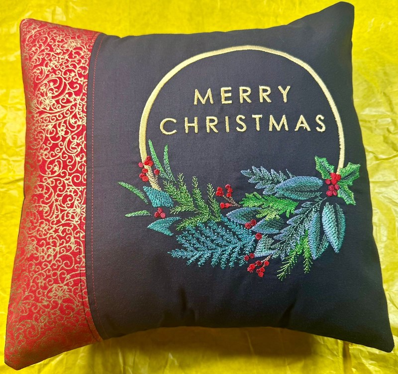 Modern Christmas Wreath Cushion