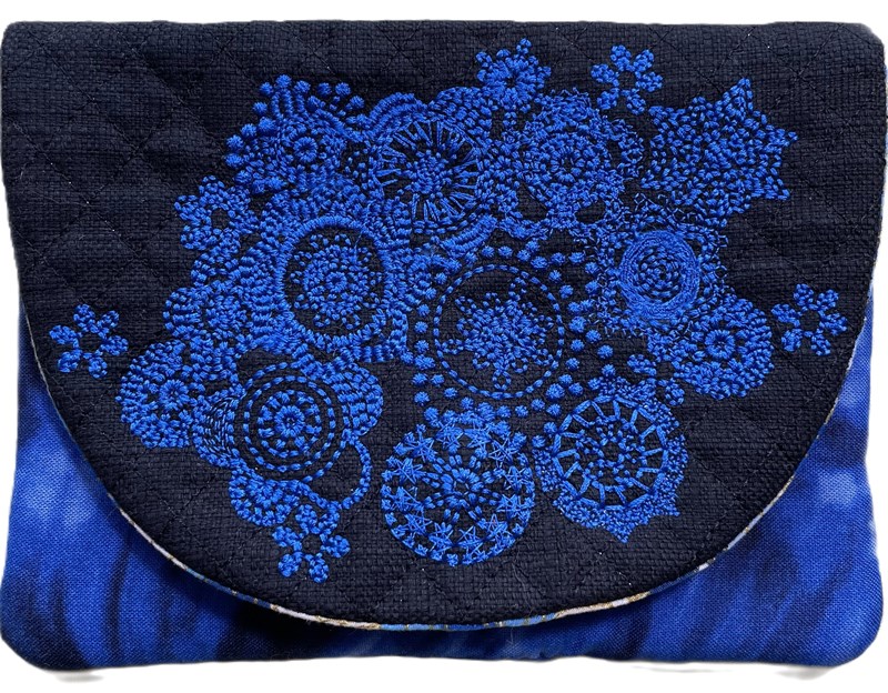 Blue Embroidered Clutch Bag