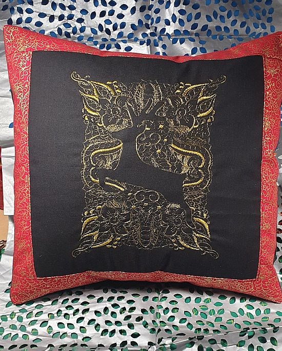 Gold Reindeer Cushion
