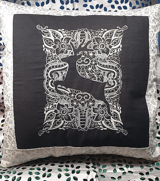 Silver Reindeer Cushion