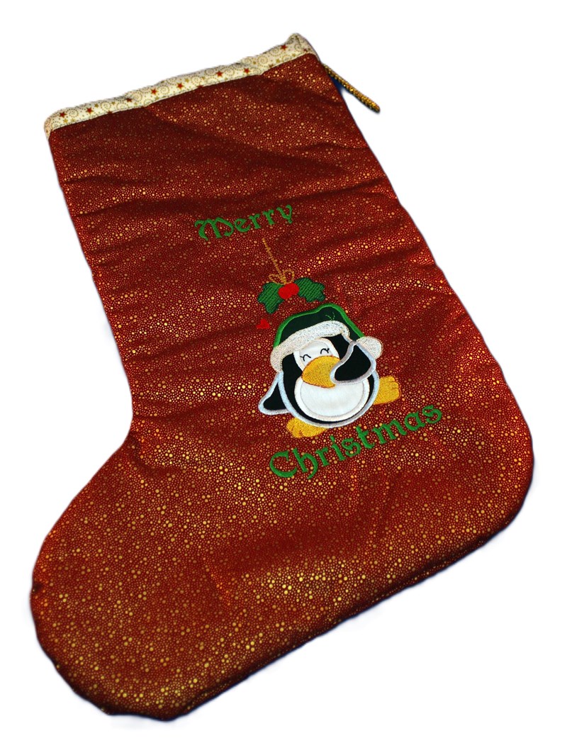 Penguin Under the Holly Christmas Stocking