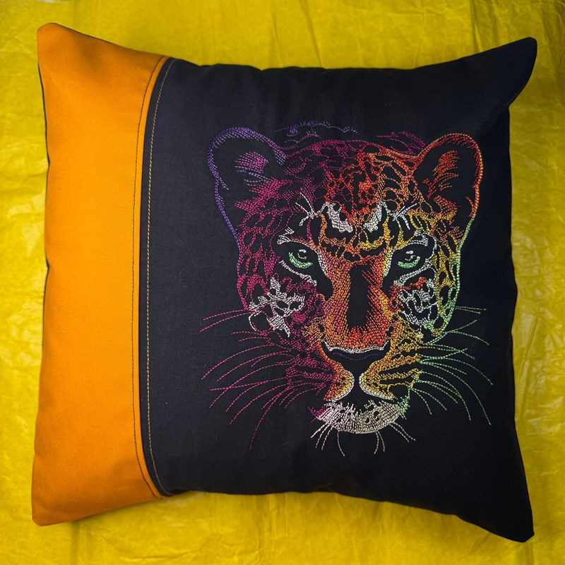 Rainbows and Mystery Leopard Head Cushion