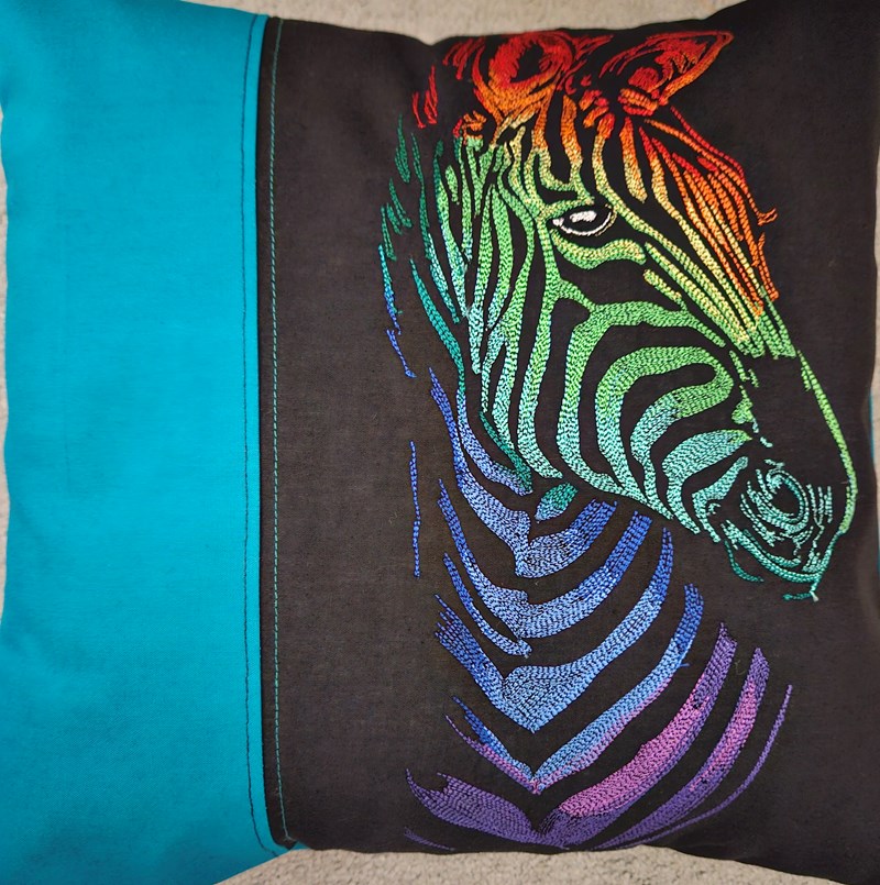Wild Rainbow Zebra Cushion