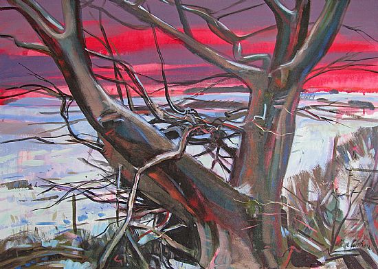 Winter Tree West Lingo Vibrant sky and landscape, Alan Watson Artist, 2014 All Rights Reserved