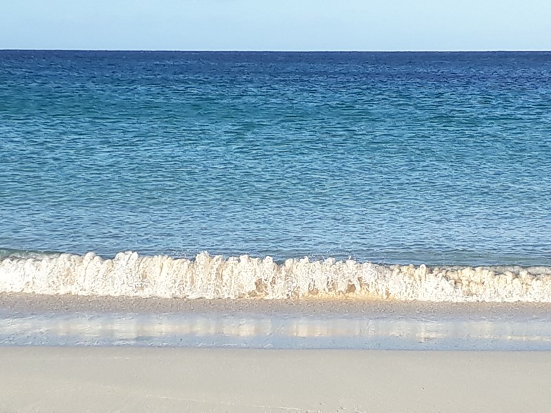 The sea rolling onto a beach