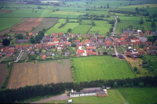 Aerial view of Stillington Main Street and Carr Lane