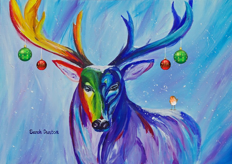 Large Winter Stag Card