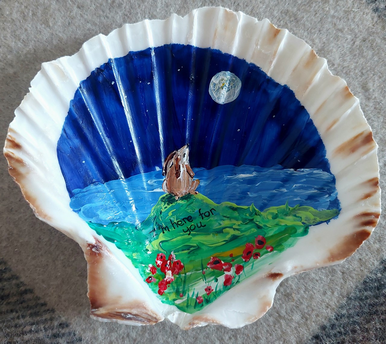 Hand Painted Shell with Hare #2