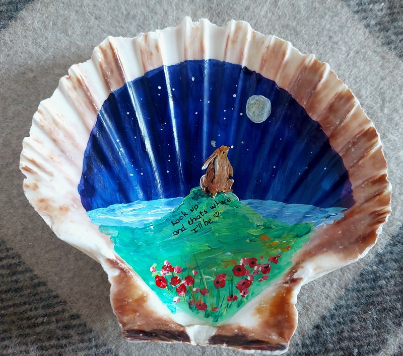 Hand Painted Shell with Hare #1