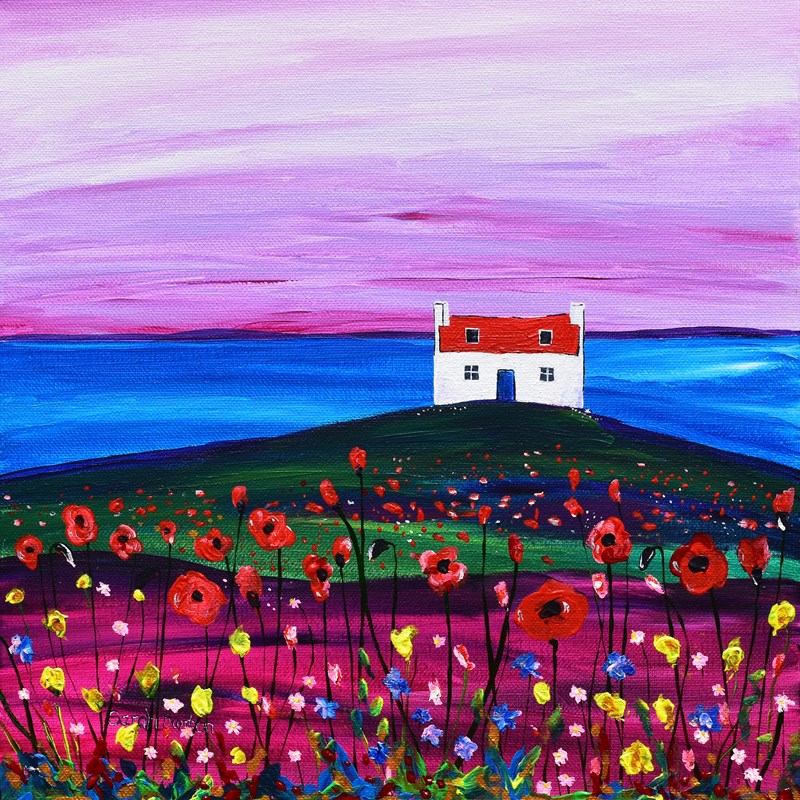 Red Roof Cottage and Flowers *
