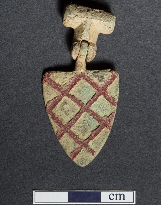  Gilt and enamelled heraldic horse harness ornament 13th-14th century