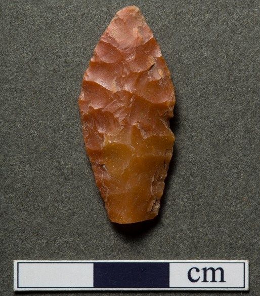 Leaf shaped flint arrowhead probably Neolithic