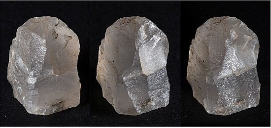 Fine quality quartz core showing flake scars