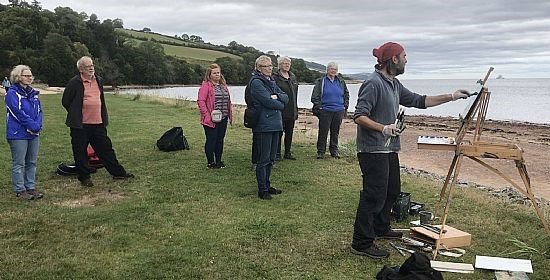 From left: Sue, Kevin, Meg, Jackie, Liz - attentively watch the demo by Jonathan Shearer