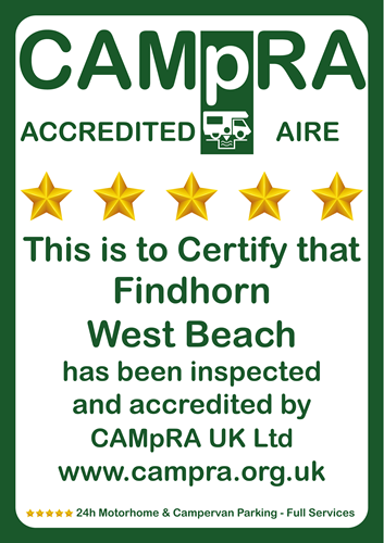 Findhorn West Beach Stopover Receives 5* Accreditation