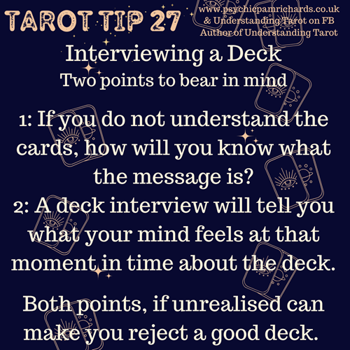 Do you interview your new tarot decks?