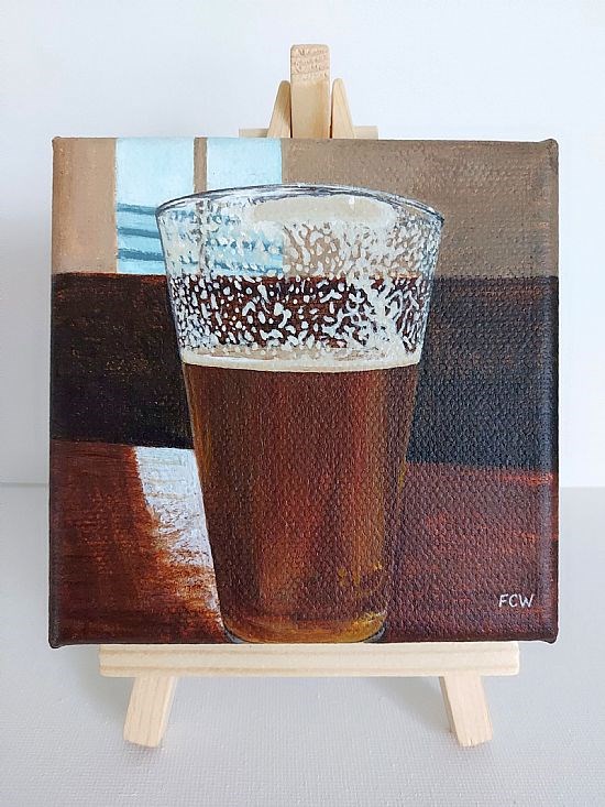 A Pint in Progress on Easel Stand