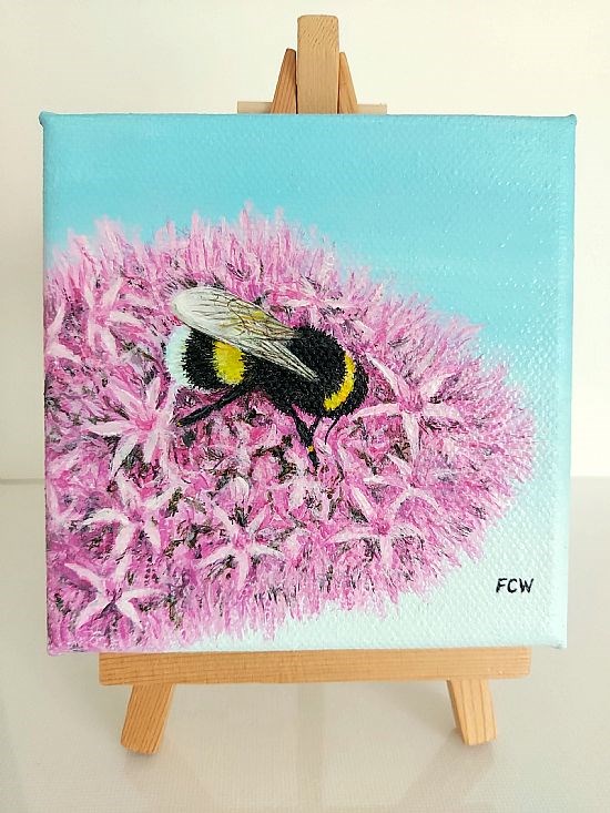 Bee in the Pink on Easel Stand
