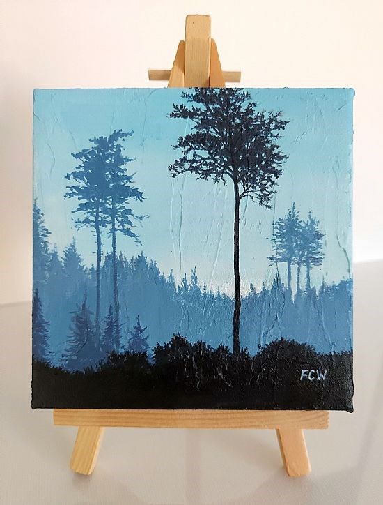 Blue Mist Forest on Easel Stand