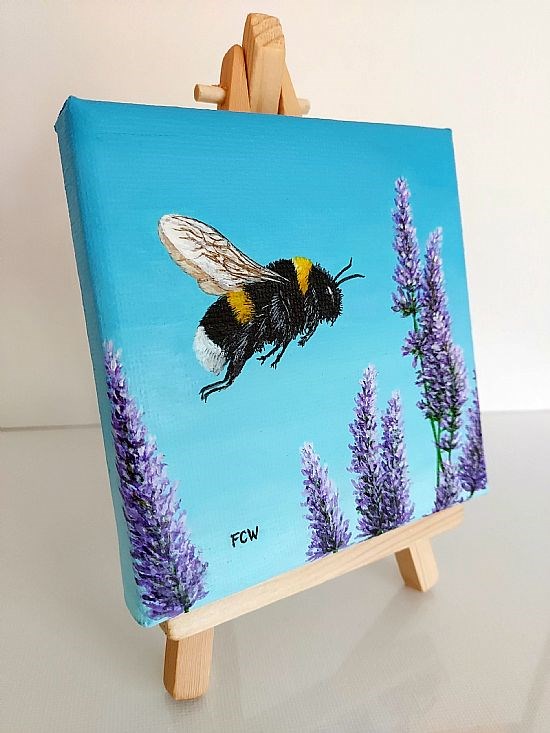 Bumblebee in Lavender on Easel Stand