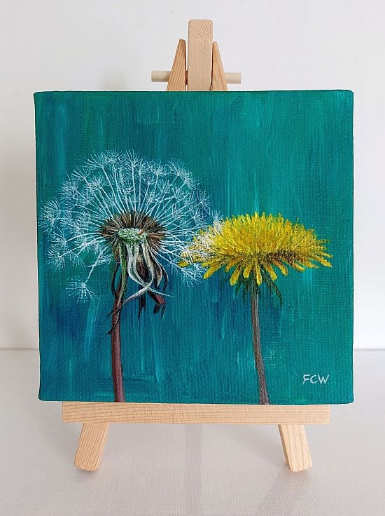 Dandelions on Easel Stand