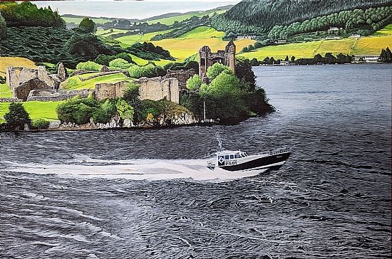 Urquhart Castle and Cromarty Firth Pilot Boat on Loch Ness