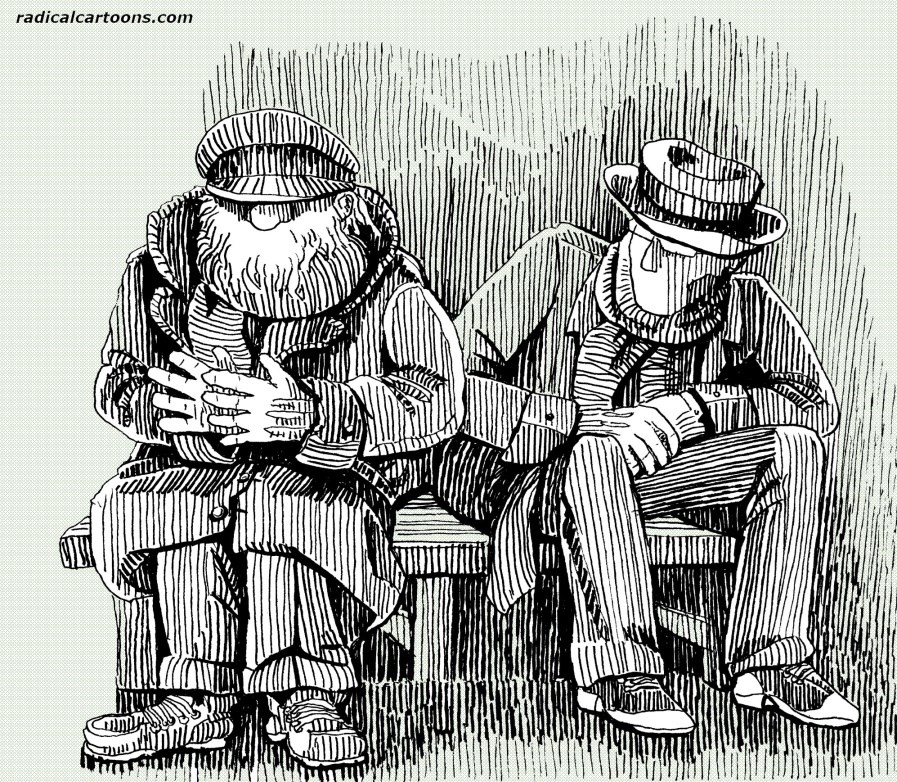For Autumn Cricket YouTube video - two men on a bench 