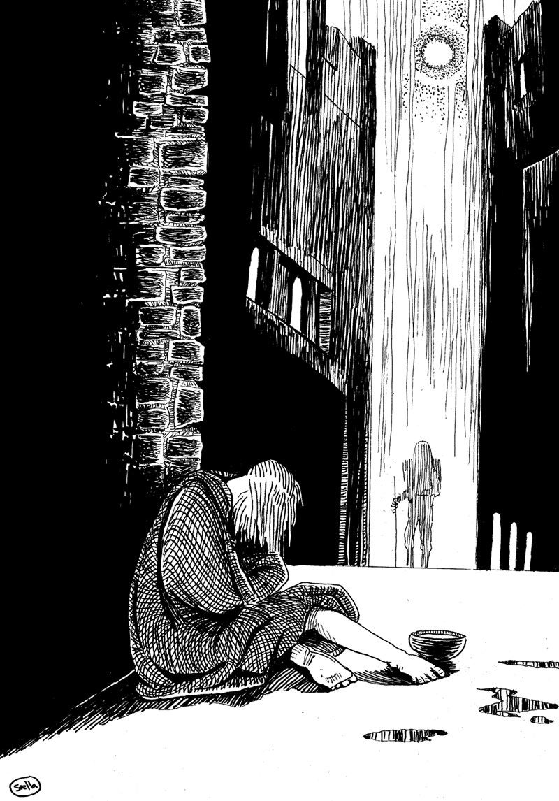 Illustration to a book of poems. Inspired by the story of The Good Samaritan 