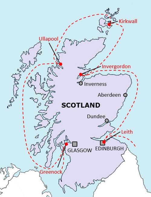 Map of Scottish Ports