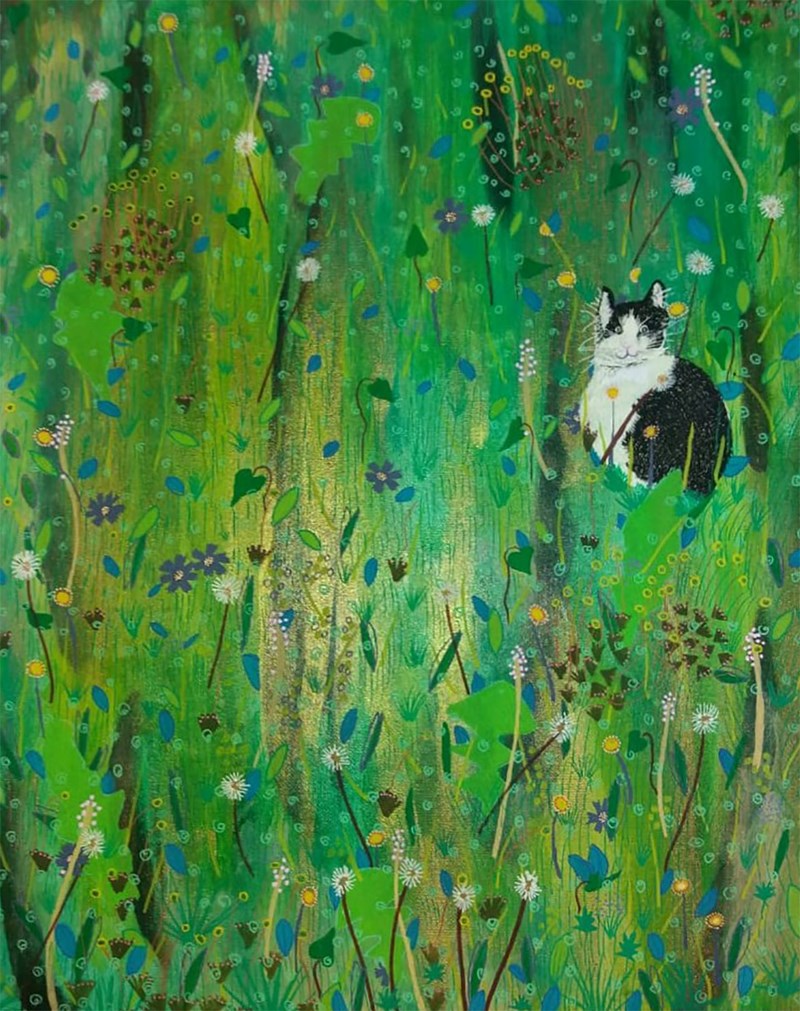 Cat in Garden Galloway SOLD