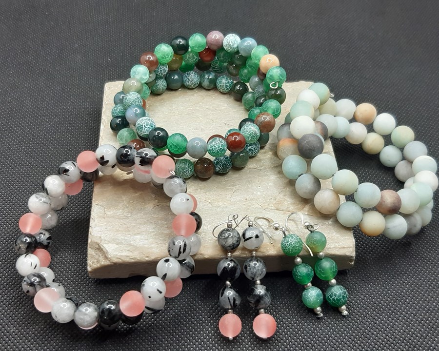 Semi Precious bracelets and earrings