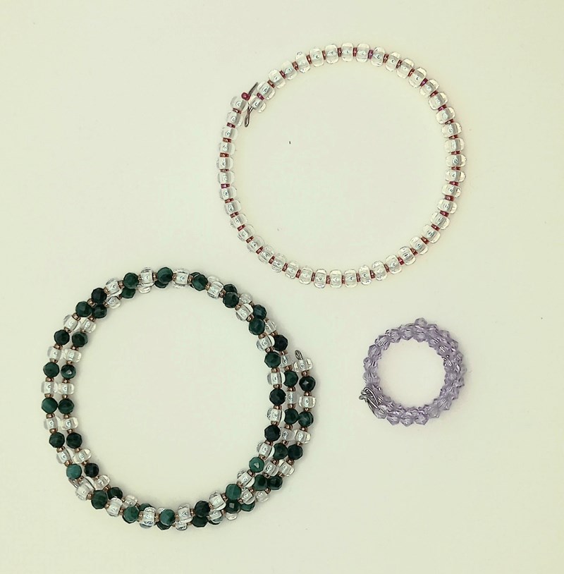 Seed Bead Memory Wire Bracelets and Ring