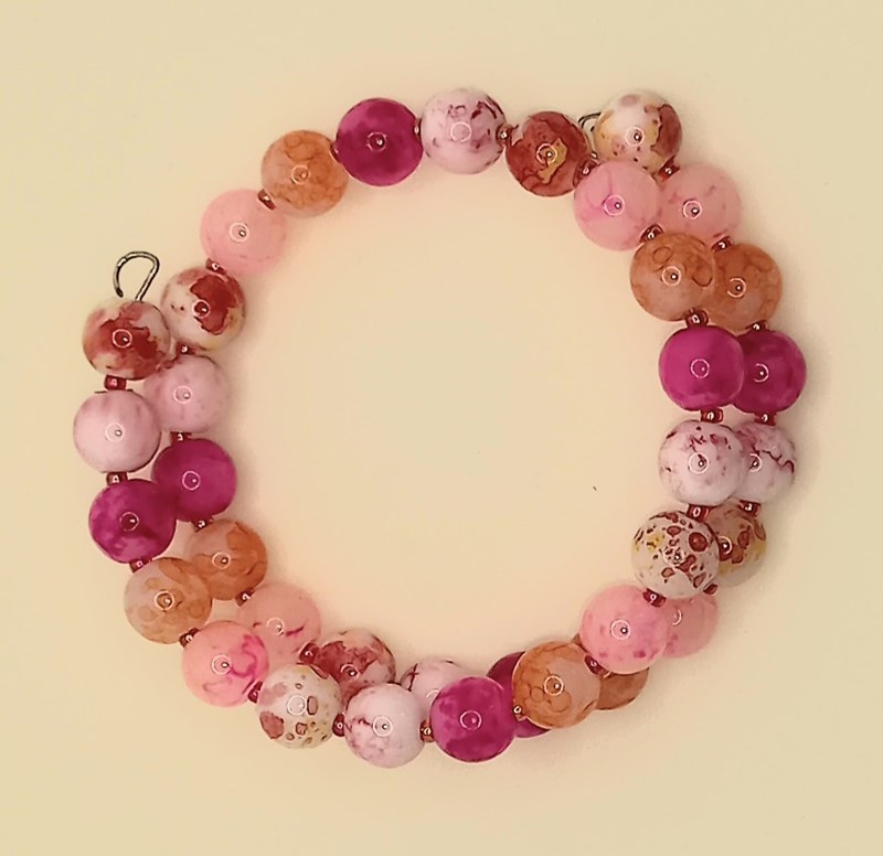Pink and White Memory Wire Bracelet