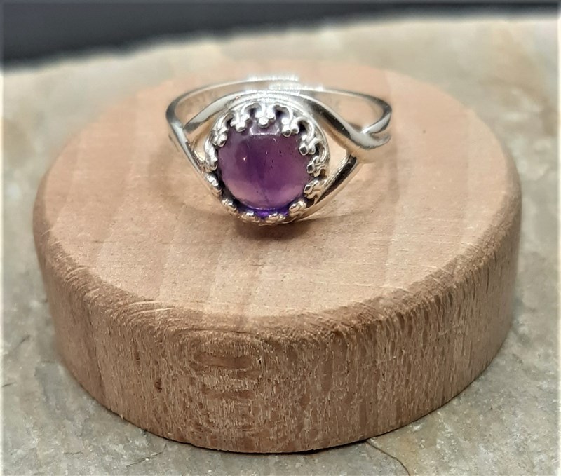 Adjustable Amethyst sterling silver ring (925)