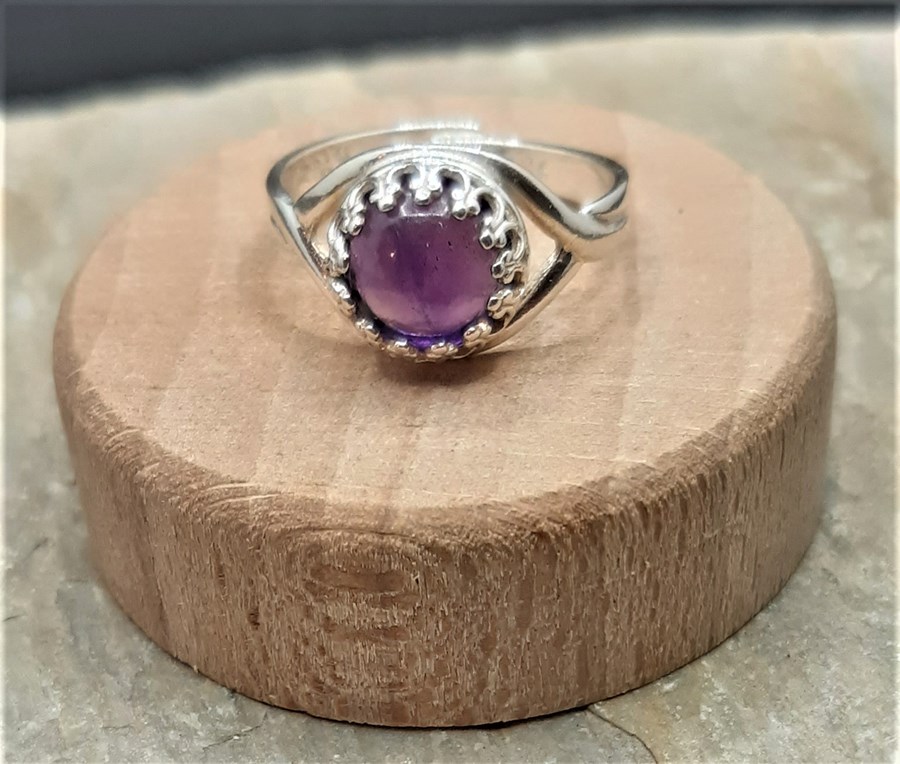 Adjustable Amethyst sterling silver ring (925)