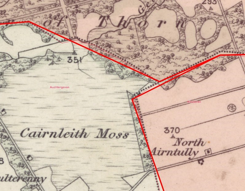 map showing where Auchtergaven, Kinclaven and Little Dunkeld parishes meet