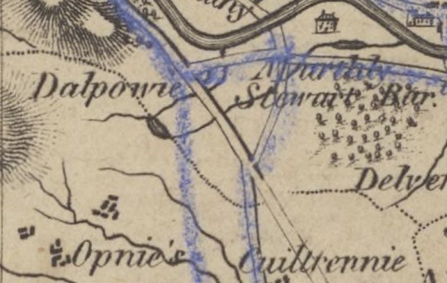 Map of area around Birnam Hill in 1783