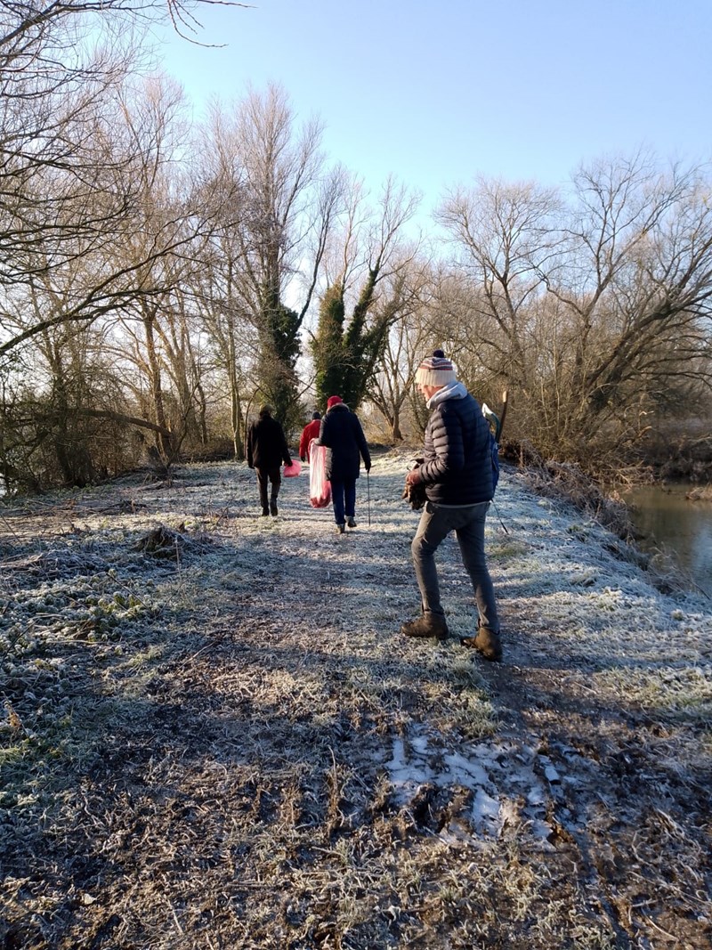 Litter picking on a frosty morning