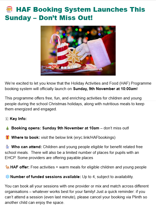 HAF Holiday Activities