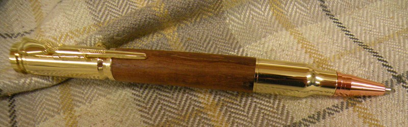 Hand turned pen made on the lathe.