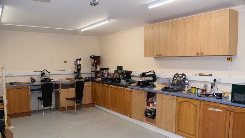 Interior view of the Black Isle Mens Shed workshop in Avoch