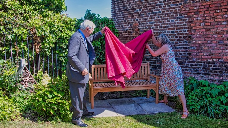 Lord Middleton and Maureen’s daughter, Laura Searson, unveil the bench