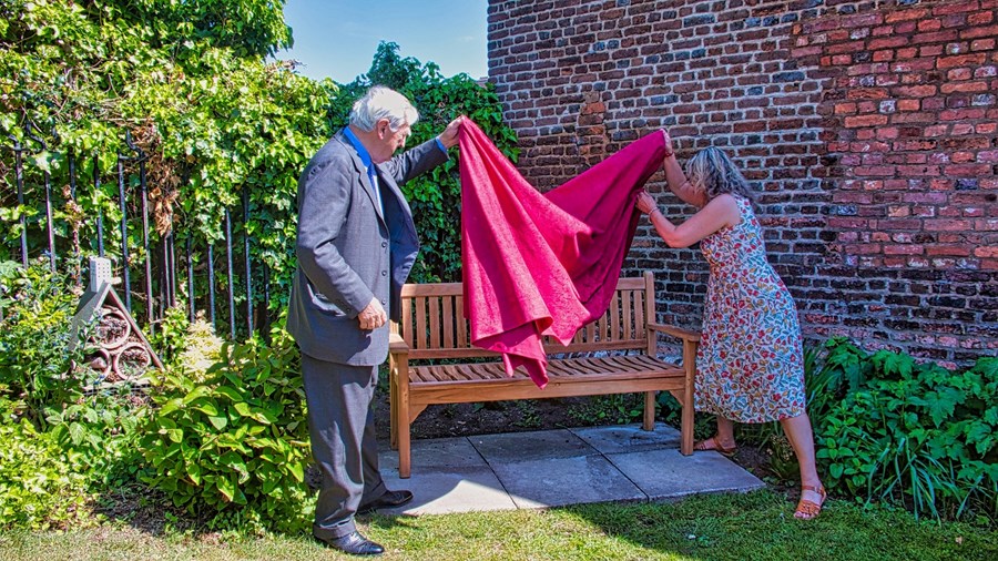 Lord Middleton and Maureen’s daughter, Laura Searson, unveil the bench