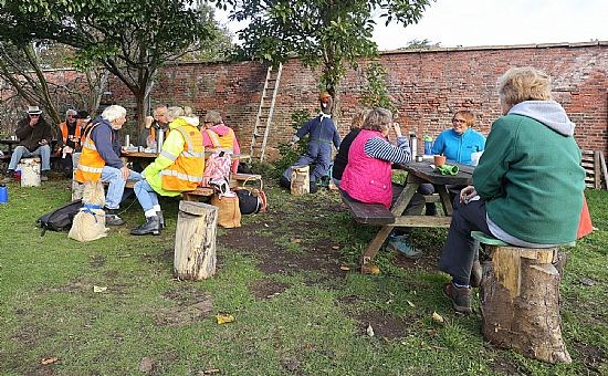 A few of the volunteers now working in the walled garden